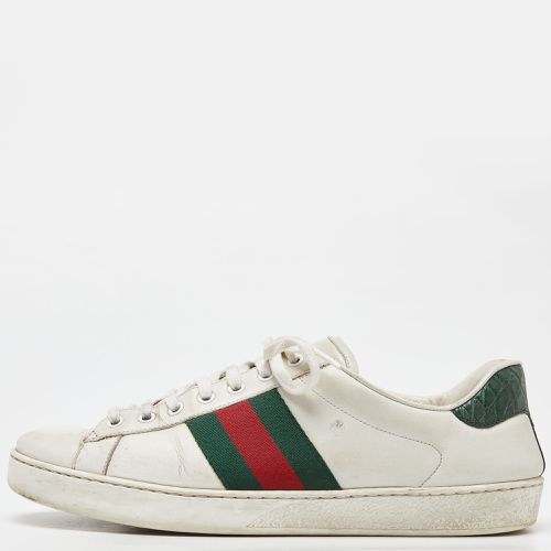 Gucci White Leather Web Detail Ace Low Top Sneakers Size 43 - Gucci - Modalova