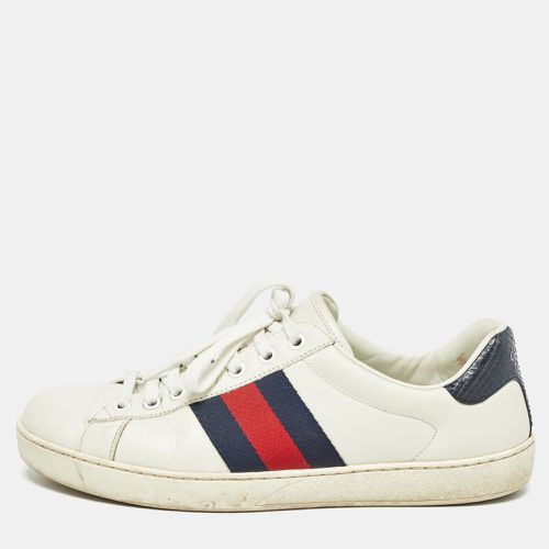 Gucci White Leather Ace Web Low Top Sneakers Size 40.5 - Gucci - Modalova