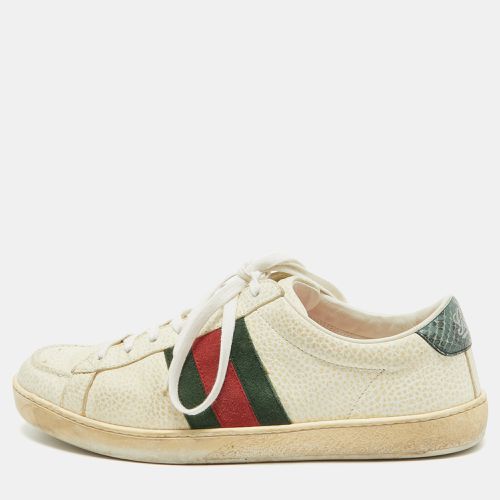 Gucci Cream Grained Leather Ace Sneakers Size 41.5 - Gucci - Modalova