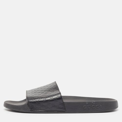 Gucci Black Microguccissima Leather Flat Slides Size 43 - Gucci - Modalova