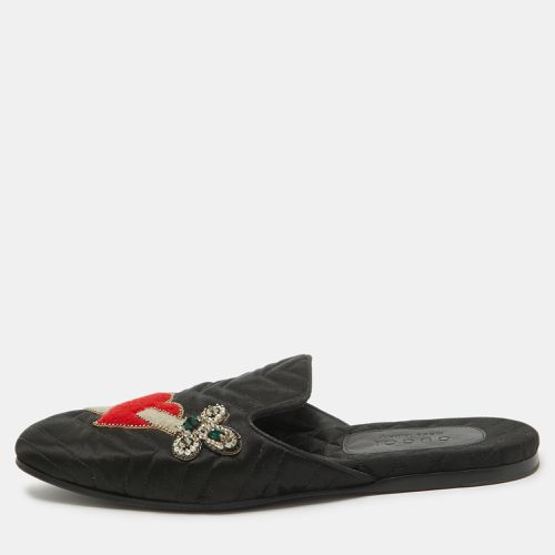 Gucci Black Matelasse Satin Heart and Dagger Flat Mules Size 42 - Gucci - Modalova