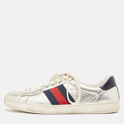 Gucci Silver Leather Ace Sneakers Size 42.5 - Gucci - Modalova