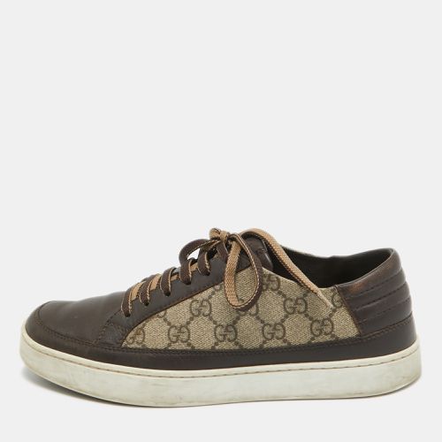 Brown GG Supreme Canvas and Leather Low Top Sneakers Size 40.5 - Gucci - Modalova