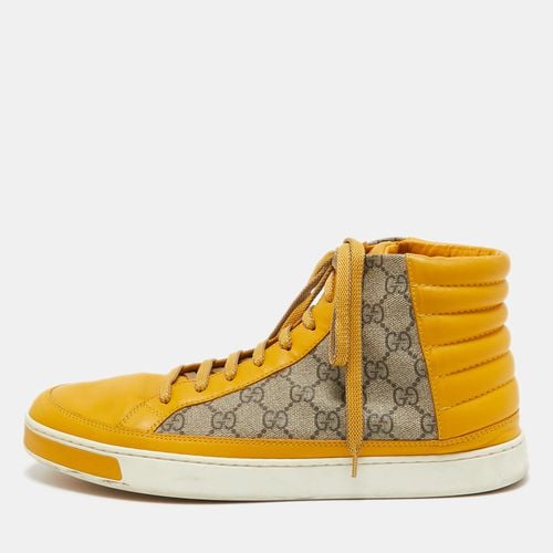 Yellow GG Supreme Canvas and Leather High Top Sneakers Size 44 - Gucci - Modalova