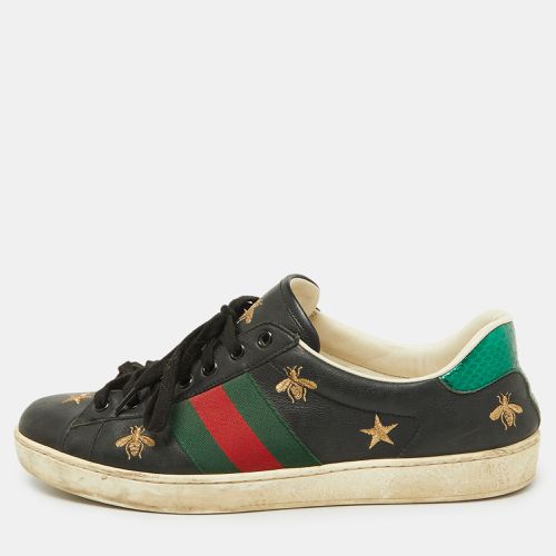 Gucci Black Bee & Star Embroidered Leather Ace Low Top Sneakers Size 42.5 - Gucci - Modalova