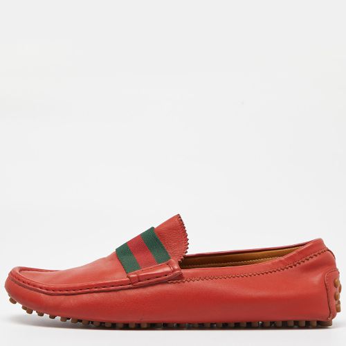 Gucci Red Leather Web Slip On Loafers Size 43 - Gucci - Modalova