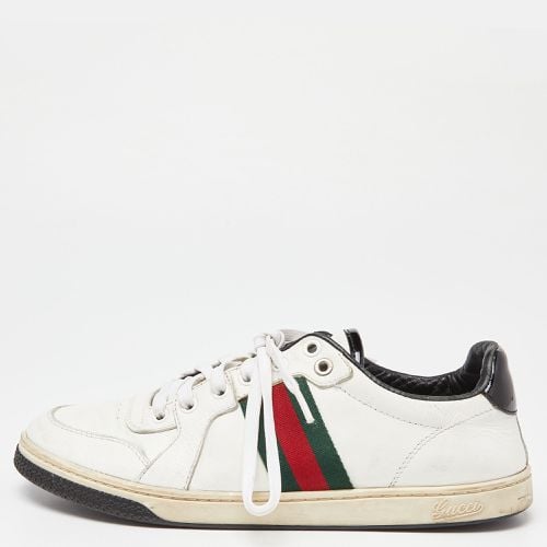 Gucci White/Black Leather Ace Web Detail Low Top Sneakers Size 39 - Gucci - Modalova