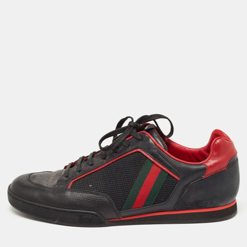 Gucci Black/Red Leather and Mesh Vintage Tennis Sneakers Size 43.5 - Gucci - Modalova