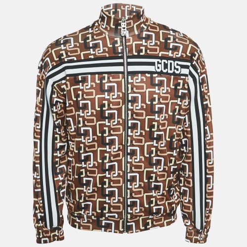 GCDS Brown Logo Print Jersey Zip-Up Jacket S - GCDS - Modalova