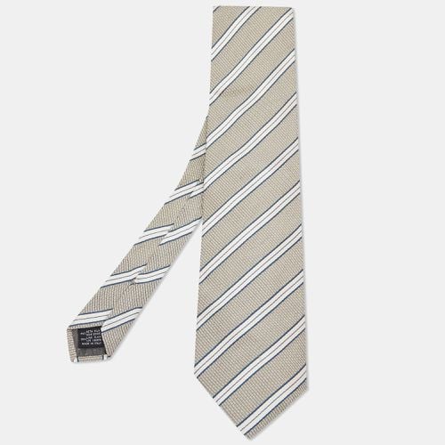 Gianfranco Ferre Beige Striped Linen Silk Tie - Gianfranco Ferre - Modalova