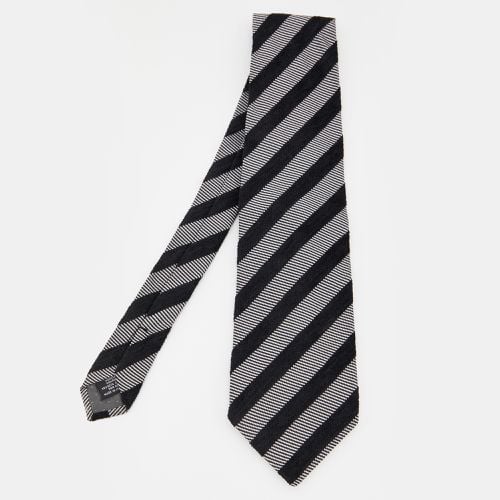 Grey & Diagonal Striped Jacquard Tie - Gianfranco Ferre - Modalova