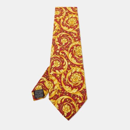 Gianni Versace Vintage Red/Yellow Barocco Print Silk Traditional Tie - Gianni Versace - Modalova