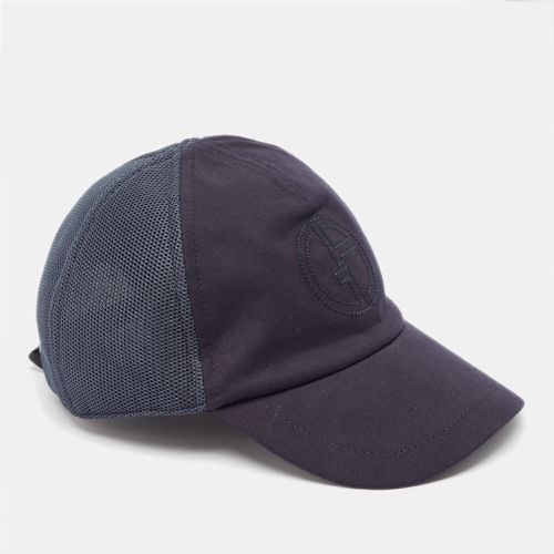 Giorgio Armani Navy Blue Embroidered Cotton Baseball Cap M/L - Giorgio Armani - Modalova