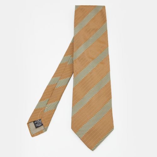 Giorgio Armani Cravatte Gold Striped Silk jacquard Tie - Giorgio Armani - Modalova