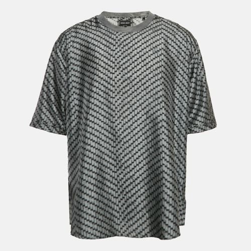 Giorgio Armani Grey Printed Silk Crew Neck T-Shirt XL - Giorgio Armani - Modalova