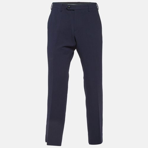 Giorgio Armani Navy Blue Textured Wool Trousers L - Giorgio Armani - Modalova