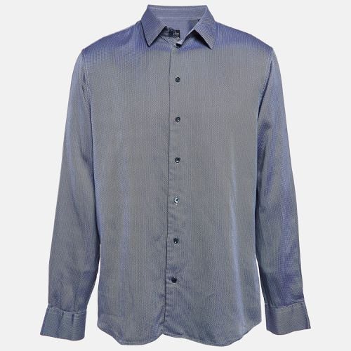 Giorgio Armani Navy Blue Patterned Cotton Long Sleeve Shirt XXXL - Giorgio Armani - Modalova