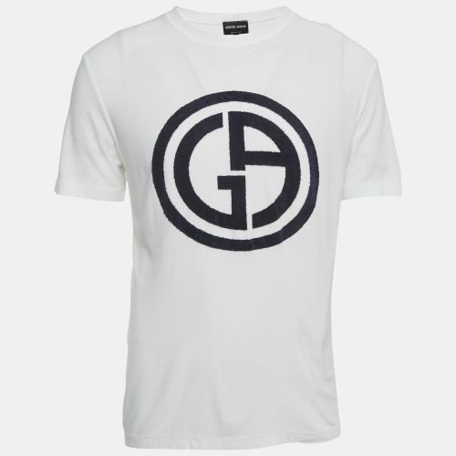 Giorgio Armani White Logo Detail Jersey Crewneck T-Shirt L - Giorgio Armani - Modalova