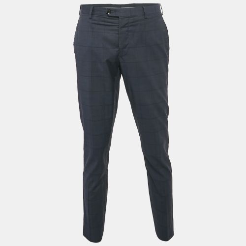 Giorgio Armani Navy Blue Prince of Wales Wool Trousers XL - Giorgio Armani - Modalova