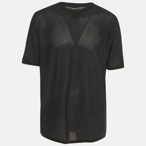 Giorgio Armani Black Logo Print Mesh Crew Neck T-Shirt XXXL - Giorgio Armani - Modalova
