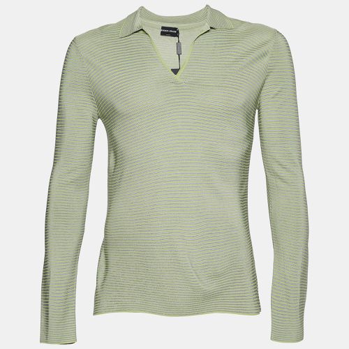 Giorgio Armani Green Striped Knit Long Sleeve Sweater S - Giorgio Armani - Modalova