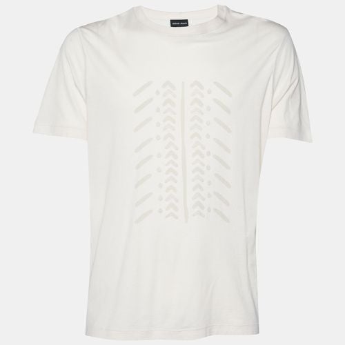 Giorgio Armani Cream Printed Cotton Knit T-Shirt 3XL - Giorgio Armani - Modalova