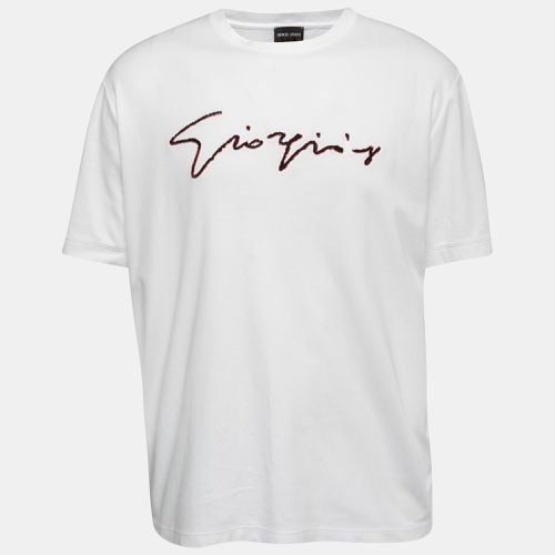 Giorgio Armani White Cotton Signature Logo Detail T-Shirt 3XL - Giorgio Armani - Modalova