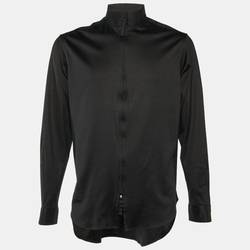 Giorgio Armani Black Cotton Knit Conrast Detail Zip Front Jacket XXS - Giorgio Armani - Modalova