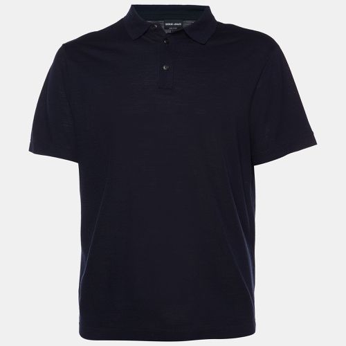 Giorgio Armani Navy Blue Knit Polo T-Shirt 3XL - Giorgio Armani - Modalova