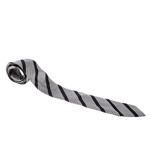 Giorgio Armani Grey Diagonal Striped Silk Jacquard Tie - Giorgio Armani - Modalova