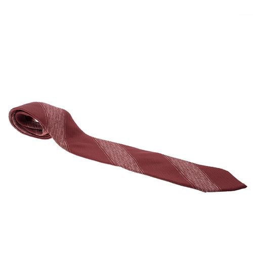 Giorgio Armani Red Contrast Striped Silk Tie - Giorgio Armani - Modalova