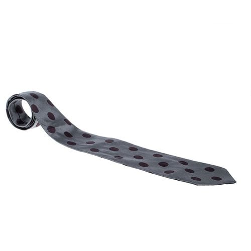 Giorgio Armani Grey and Burgundy Polka Dotted Silk Traditional Tie - Giorgio Armani - Modalova