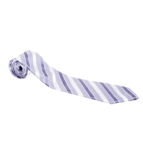 Giorgio Armani Vintage Lilac and White Diagonal Striped Silk Jacquard Tie - Giorgio Armani - Modalova