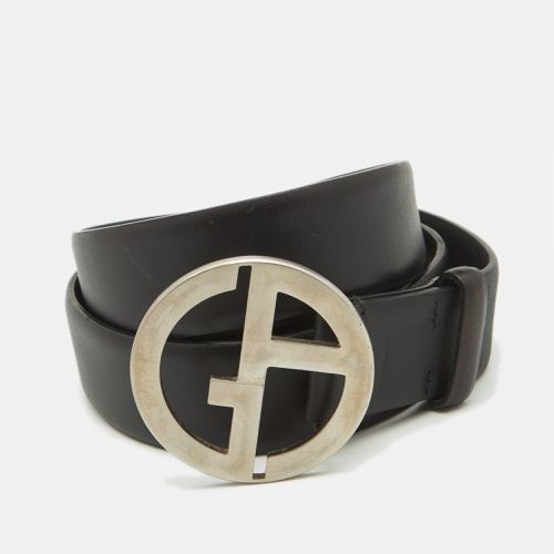 Giorgio Armani Black Leather Logo Buckle Belt 95CM - Giorgio Armani - Modalova