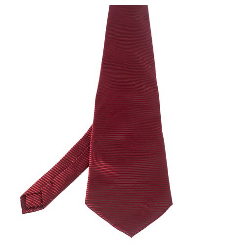 Giorgio Armani Vintage Red Striped Jacquard Silk Traditional Tie - Giorgio Armani - Modalova