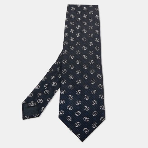 Giorgio Armani Navy Blue Abstract Printed Silk Tie - Giorgio Armani - Modalova