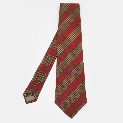 Giorgio Armani Red Printed Striped Silk Tie - Giorgio Armani - Modalova