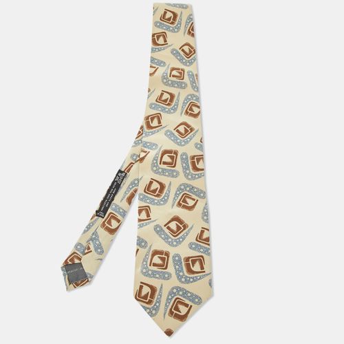 Vintage Khaki Printed Silk Tie - Giorgio Armani - Modalova