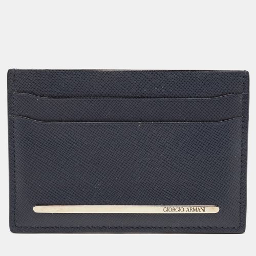 Giorgio Armani Navy Blue Leather Card Holder - Giorgio Armani - Modalova