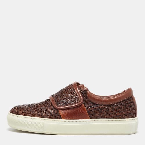 Giorgio Armani Brown Woven Leather Slip On Sneakers Size 38 - Giorgio Armani - Modalova