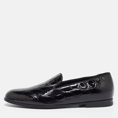 Giorgio Armani Black Croc Embossed Patent Leather Loafers Size 39 - Size 39 - Giorgio Armani - Modalova