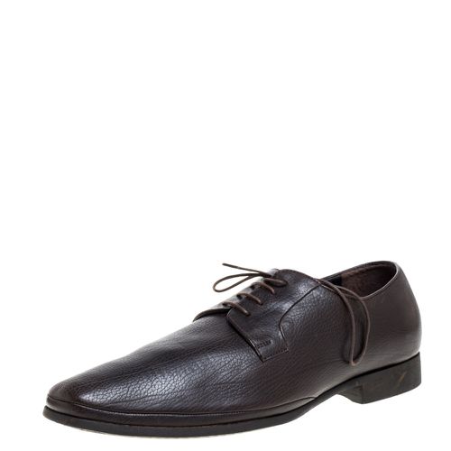 Dark Leather Classic Oxfords Size 44 - Giorgio Armani - Modalova