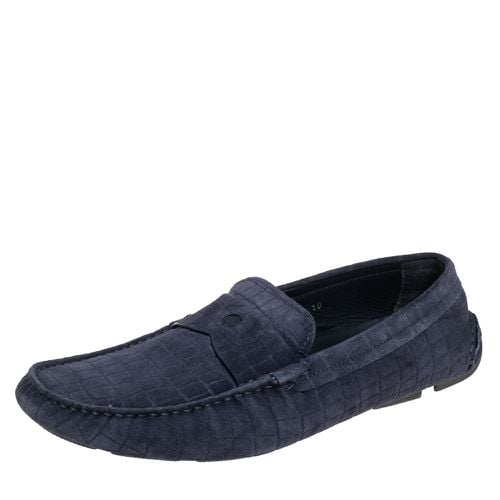 Giorgio Armani Blue Textured Suede Slip On Loafers Size 44 - Giorgio Armani - Modalova