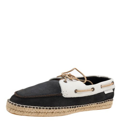 Giorgio Armani Black/White Nubuck Leather Espadrille Boat Shoes Size 43 - Giorgio Armani - Modalova