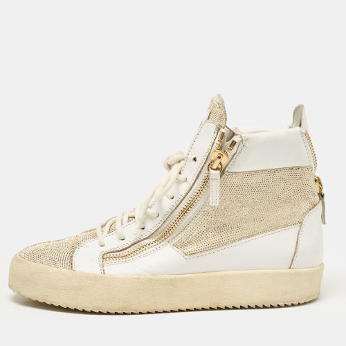 Giuseppe Zanotti White/Gold Leather High Top Sneakers Size 41 - Giuseppe Zanotti - Modalova