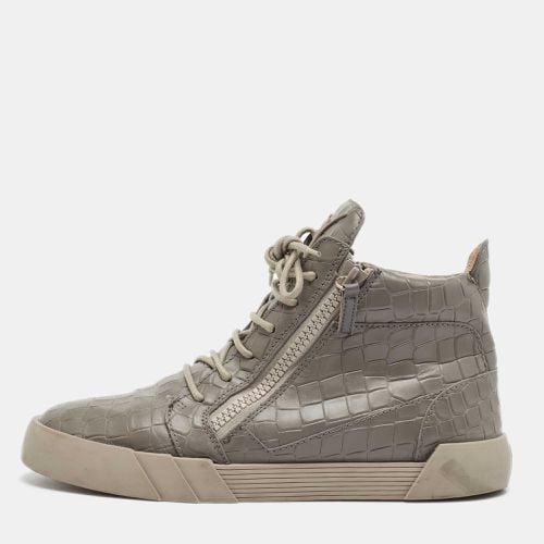 Giuseppe Zanotti Grey Croc Embossed High Top Sneakers Size 43 - Giuseppe Zanotti - Modalova