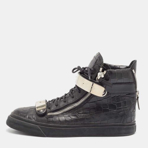 Giuseppe Zanotti Black Croc Embossed Leather Coby High Top Sneakers Size 43.5 - Giuseppe Zanotti - Modalova