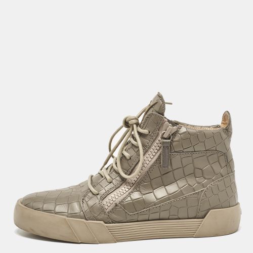 Giuseppe Zanotti Grey Croc Embossed Leather London High Top Sneakers Size 39 - Giuseppe Zanotti - Modalova