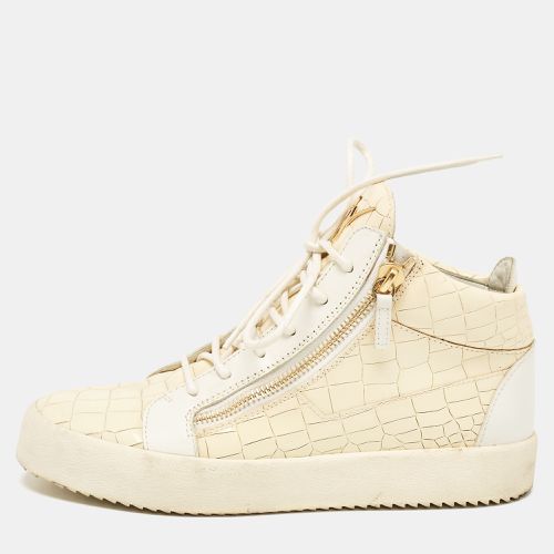 Giuseppe Zanotti Cream Croc Embossed Leather London High Top Sneakers Size 42 - Giuseppe Zanotti - Modalova