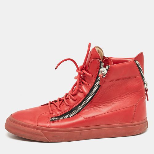 Giuseppe Zanotti Red Leather London High Top Sneakers Size 43 - Giuseppe Zanotti - Modalova